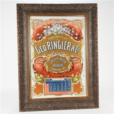 Ringler Lager Beer 1898 Calendar Lithograph RARE
