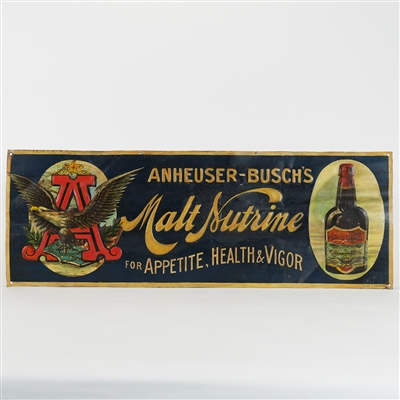 Anheuser Buschs Malt Nutrine Appetite Health Vigor Embossed Tin Sign RARE