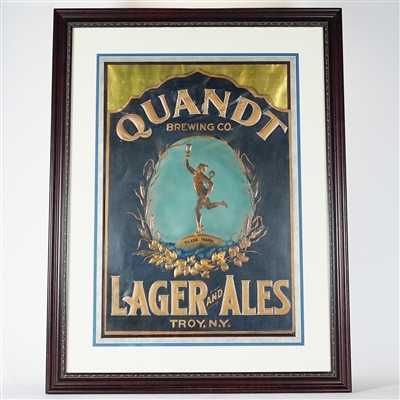 Quandt Lager Ales Framed Diecut Tombstone Tin Pre-prohibition Sign RARE