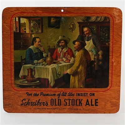 Schreibers Old Stock Ale Wooden Tavern Scene Sign