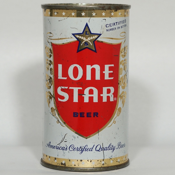 Lone Star Beer Flat Top BLUE TEXT ALC STMT LID 92-13