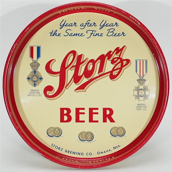 Storz 1912 Medals Tray YEAR AFTER YEAR SAME FINE BEER