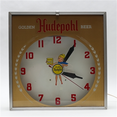 Hudepohl Golden Beer GOLDIE Clock RARE