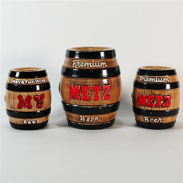 Metz and MY Ceramic Back Bar Barrel Banks Set 