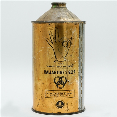 Ballantines Light Export BEER Bumper Quart Cone Top HANDY WAY TO ORDER