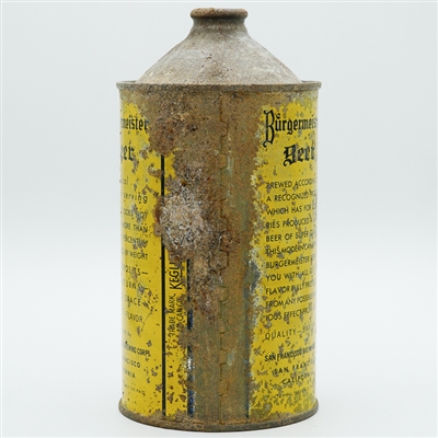 Burgermeister Beer Quart Cone Top QUART ON FACE 204-18