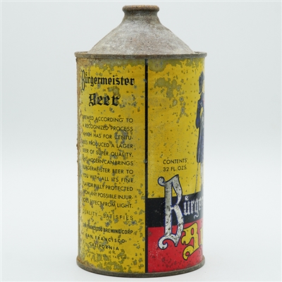 Burgermeister Beer Quart Cone Top QUART ON FACE 204-18