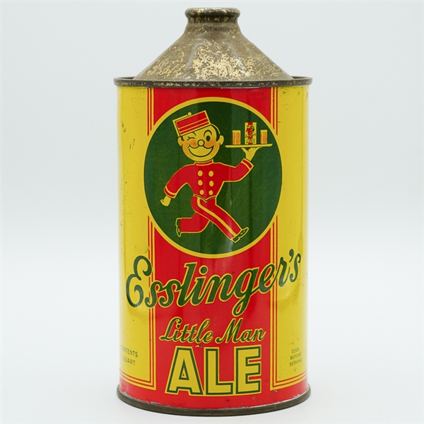 Esslingers Little Man Ale Quart Cone Top YELLOW OUTLINE 208-9