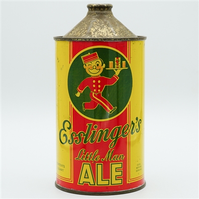 Esslingers Little Man Ale Quart Cone Top YELLOW OUTLINE 208-9