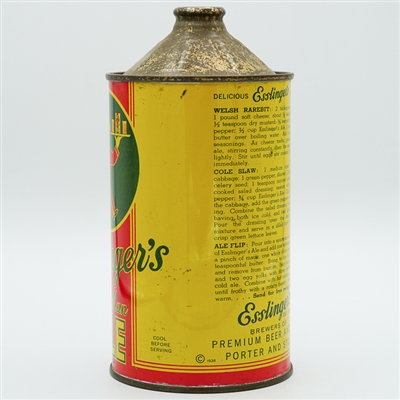 Esslingers Little Man Ale Quart Cone Top YELLOW OUTLINE 208-9