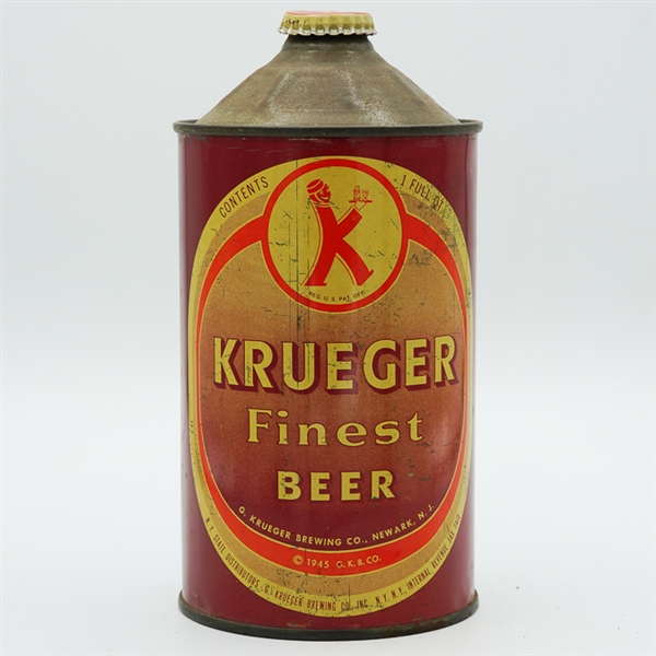 Krueger Finest Beer Quart Cone Top GLASS AND CAN 213-18