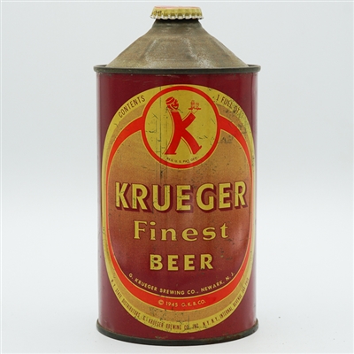 Krueger Finest Beer Quart Cone Top GLASS AND CAN 213-18