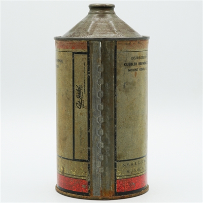 Kuebler Pilsner Beer Quart Cone Top SCARCE SIDE PROFILE 214-5