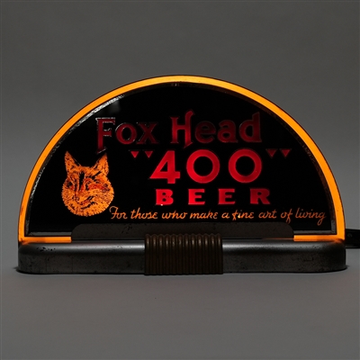 Fox Head 400 Beer Illuminated Back Bar Halo Sign 
