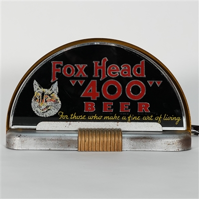 Fox Head 400 Beer Illuminated Back Bar Halo Sign 