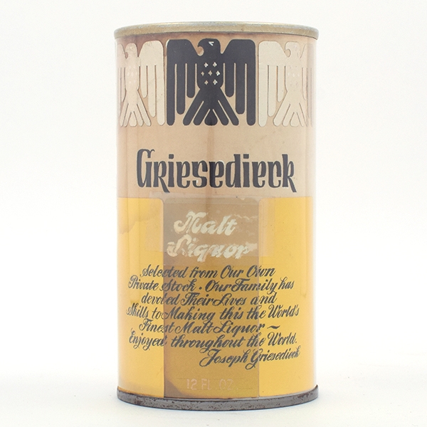 Griesedieck Malt Liquor Paper Label Mock-up Pull Tab UNLISTED