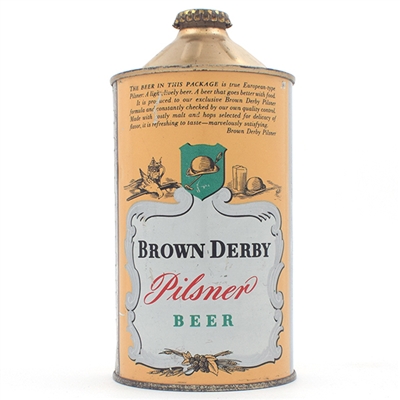 Brown Derby Beer Quart Cone Top TOUGH 204-4