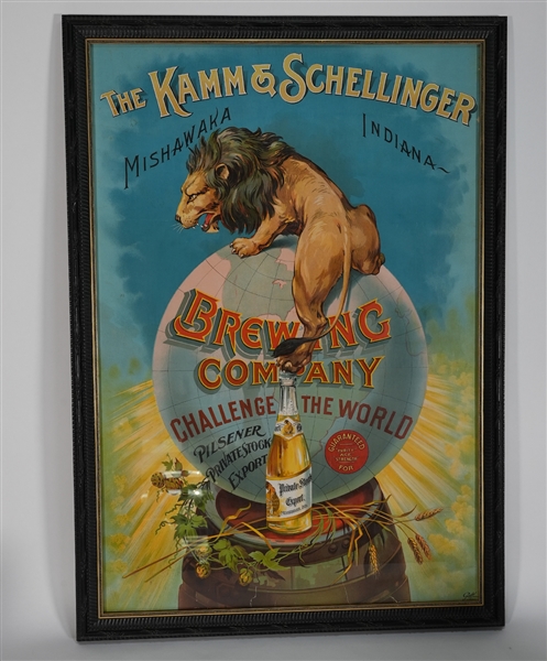 Kamm & Schellinger Challenge The World Pre-prohibition Chromolithograph