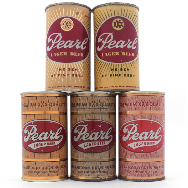 Pearl Beer Flat Top Lot of 5 Different