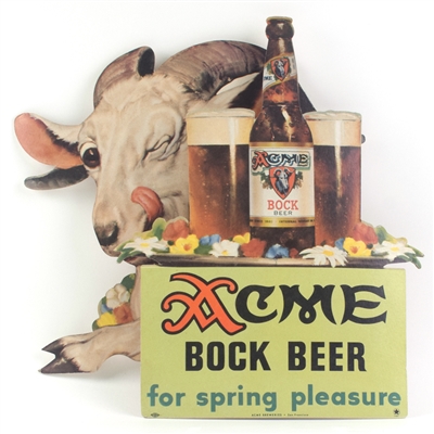 Acme Bock 1940s 3-D Die Cut 2-Piece Cardboard Sign