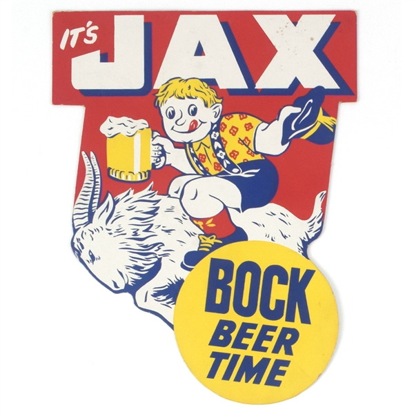 Jax Bock 1930s Die-Cut Cardboard Sign