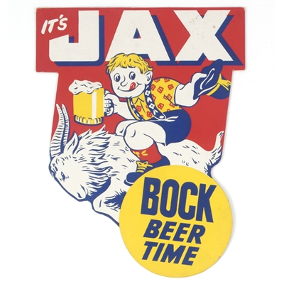 Jax Bock 1930s Die-Cut Cardboard Sign