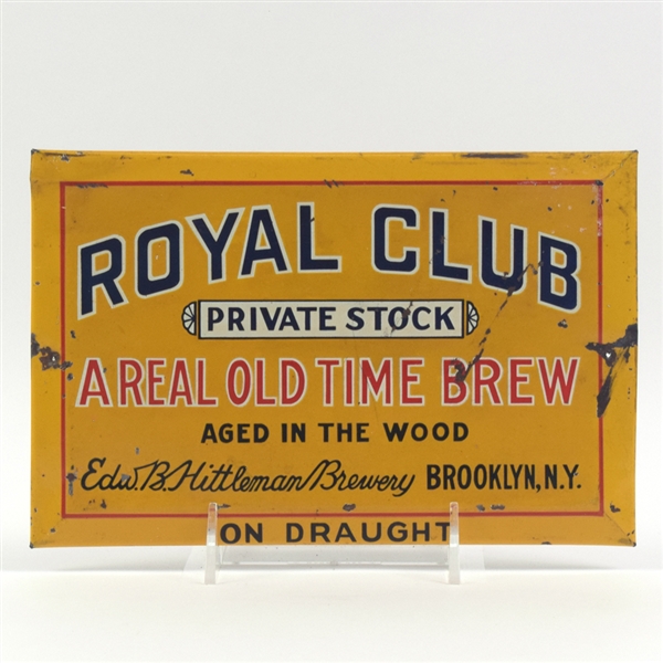 Royal Club Hittelman Brewery 1930s Tin-Over-Cardboard Sign