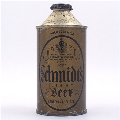 Schmidts Beer Olive Drab Cone Top WITHDRAWN FREE 185-1