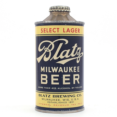 Blatz Beer Flat Bottom Inverted Rib Cone Top 153-6