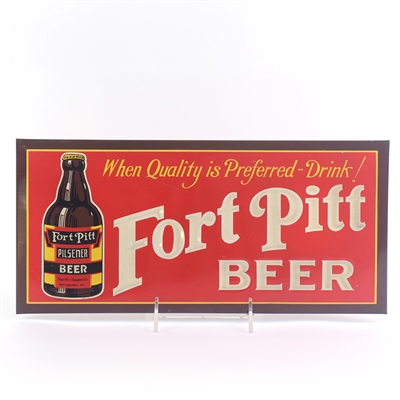 Fort Pitt Beer 1930s Tin-Over-Cardboard Sign RARE