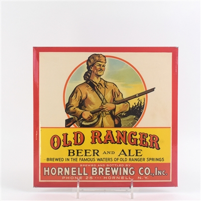 Old Ranger Beer Ale 1940s Tin-Over-Cardboard Sign