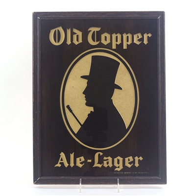 Old Topper Ale Lager 1940s Reverse Painted Composite Sign