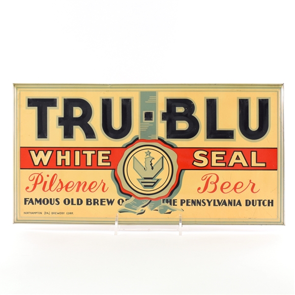 Tru Blu White Seal Beer 1930s Tin-Over-Cardboard Sign