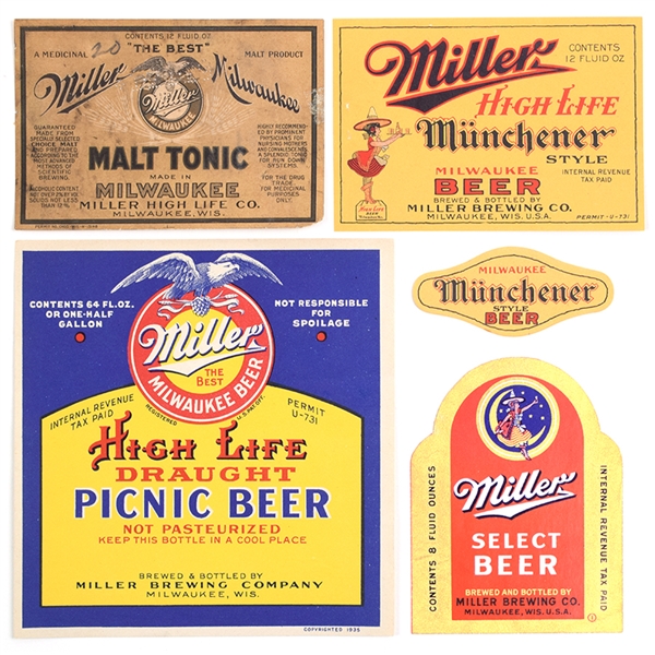 Miller Brewing Lot of 4 Labels