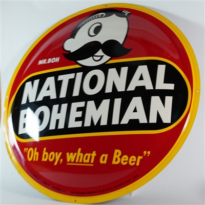 National Bohemian Oh Boy What A Beer Large Convex Metal Sign
