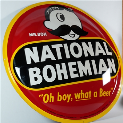 National Bohemian Oh Boy What A Beer Large Convex Metal Sign