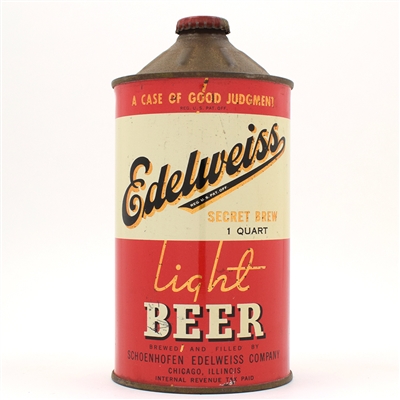 Edelweiss Beer Quart Cone Top DARK GOLD TRIM 207-9