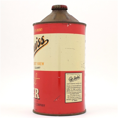 Edelweiss Beer Quart Cone Top DARK GOLD TRIM 207-9
