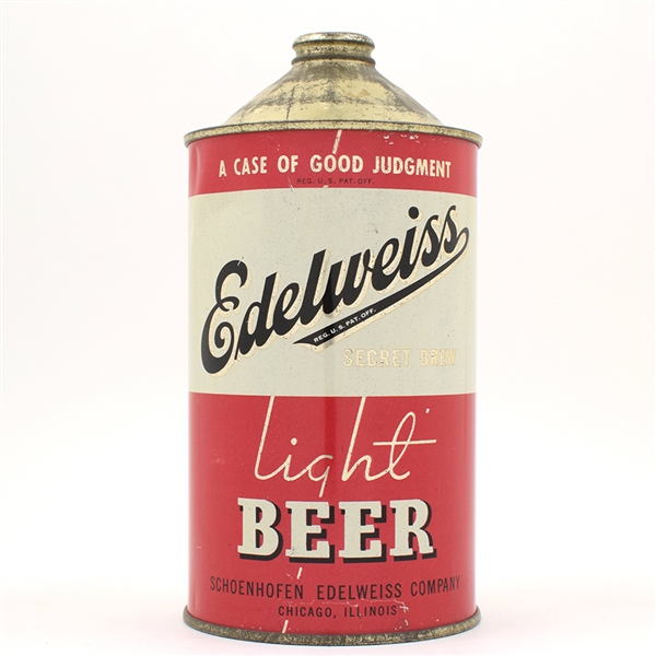 Edelweiss Beer Quart Cone Top NO ALCOHOL STATEMENT ACTUAL 207-11