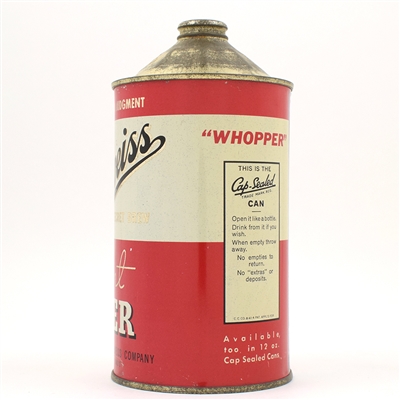 Edelweiss Beer Quart Cone Top NO ALCOHOL STATEMENT ACTUAL 207-11