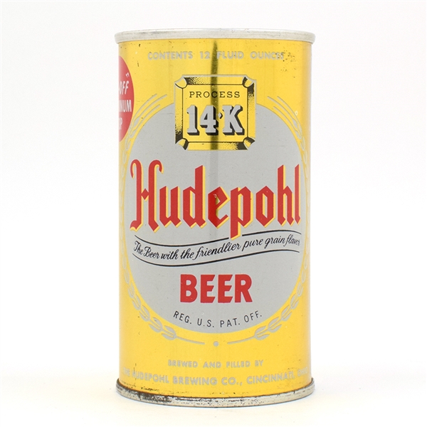 Hudepohl Beer Zip Top POP OFF TOP PROMO 77-35 NEAR MINT