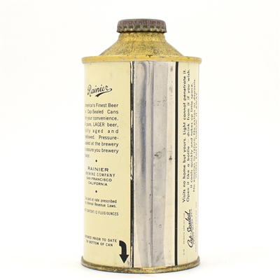 Rainier Beer Cone Top NO ALCOHOL STATEMENT 180-12 NEAR MINT