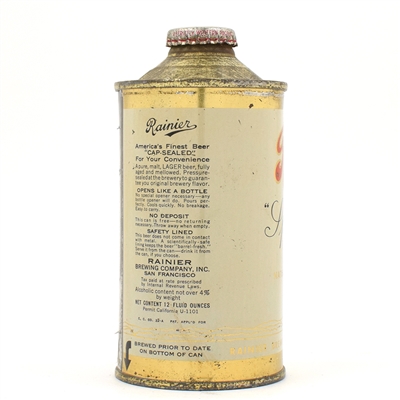 Rainier Beer Cone Top NOT OVER 4 PERCENT 180-11