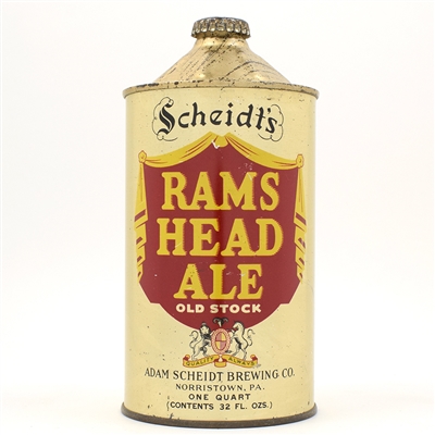 Rams Head Ale Quart Cone Top RARE THIS CLEAN ACTUAL 217-15