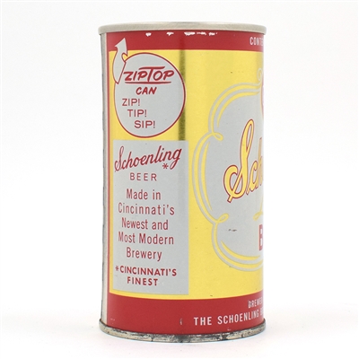 Schoenling Beer Zip Top ZIP PROMO ON SIDE 123-23 OUTSTANDING