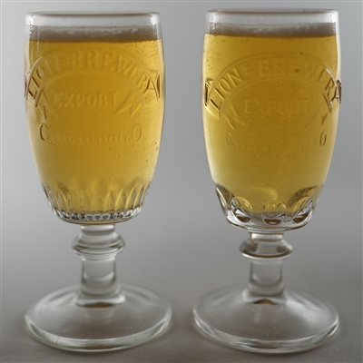 Lion Brewery Export Embossed Pre-prohibition Beer Glasses Set of 2