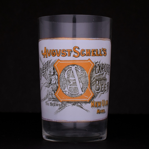 August Schells Export Beer Pre-Prohibition Enameled Drinking Glass