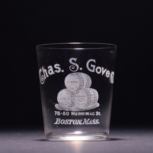 Chas Gove Pre-Prohibition Etched Shot Glass