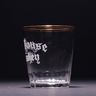 Club House Whiskey Pre-Prohibition Fluted Base Etched Shot Glass