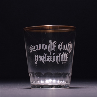 Club House Whiskey Pre-Prohibition Fluted Base Etched Shot Glass